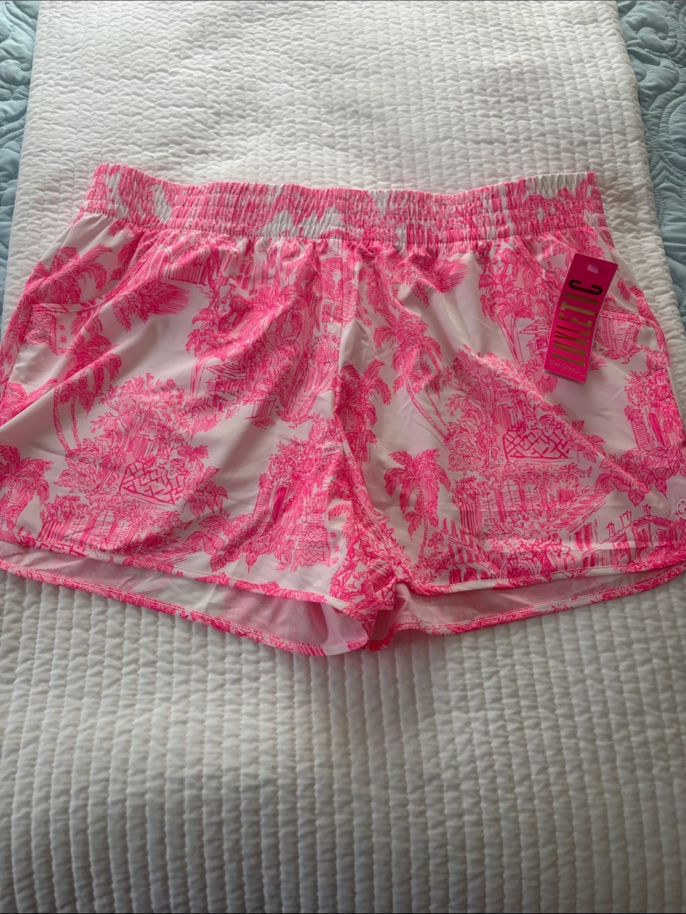 Lilly Pulitzer White Shorts with Hot Pink Tropical Print
